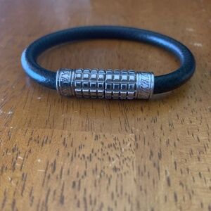 Mens Louis Vuitton Leather Graphite Digit Bracelet